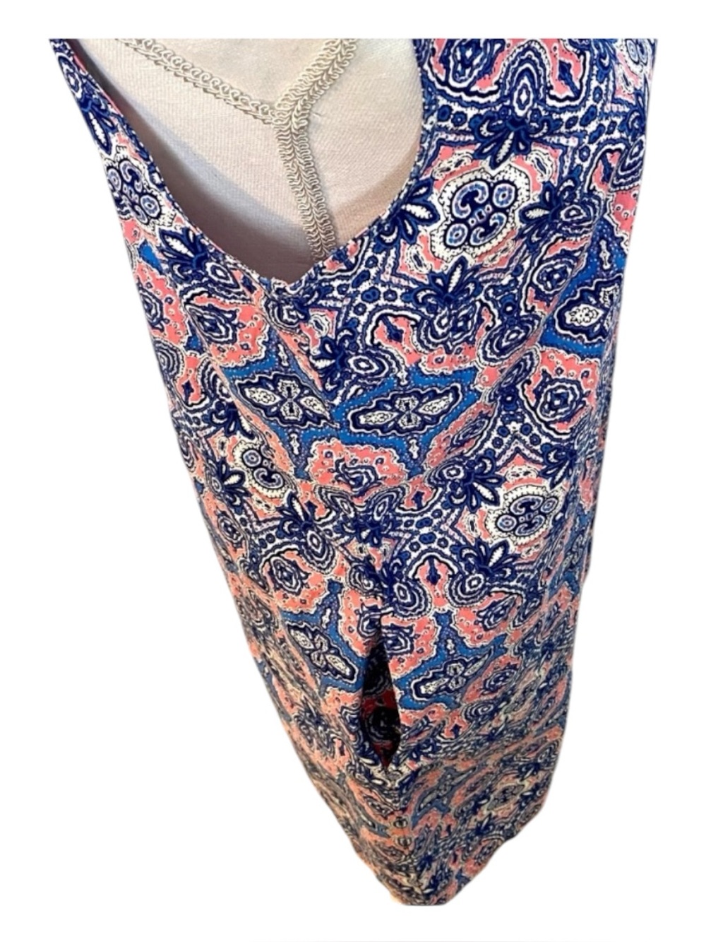 Tabitha Webb Sleeveless Paisley Shift Dress with Pockets Blue Pink Size 6 - Picture 10 of 15
